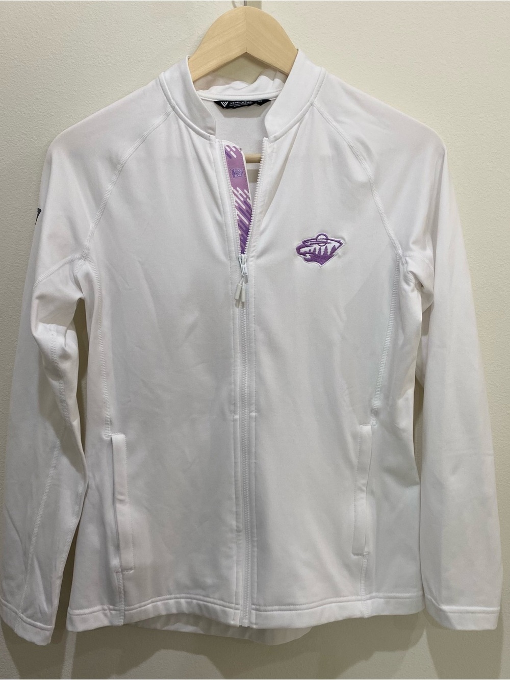 Minnesota Wild Hockey Womens Full-Zip White Logo Jacket Size S New Without Tags